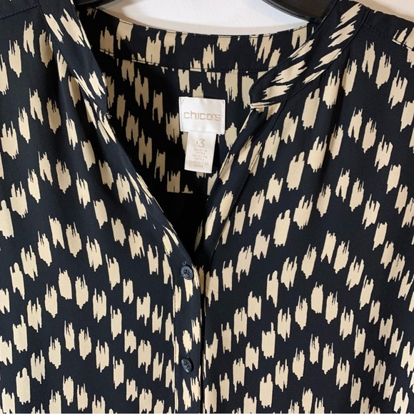 2/$35 Chico’s black and Tan Chevron Print Tunic - Picture 2 of 12
